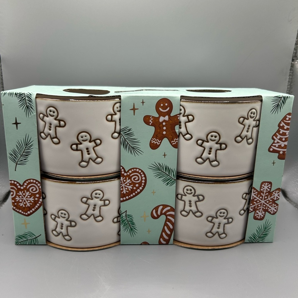 The Bakeshop Gingerbread Man Christmas Ceramic Ramekins Set of 4 NEW